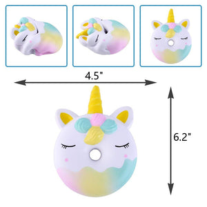 Anboor 4.5 Inches Squishies Unicorn Donut Kawaii Soft Slow Rising Scented Doughnut Squishies Stress Relief Kid Toys