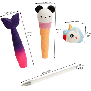 Anboor Random Pens Grip Set Squishies Soft Slow Rising Scented Kawaii Pencil Topper Squishies Pen Holders Stress Relief Kids Toys (3 Pcs)