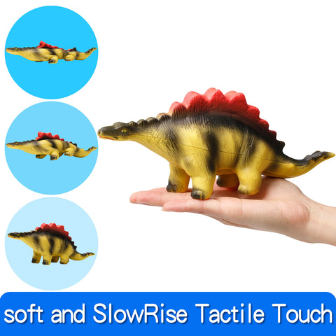 Image of Anboor 2pcs Squishies Jumbo Slow Rising Dinosaur Kawaii Soft Stegosaurus Squeeze Stress Relief Scented Kids Toy Xmas Gift